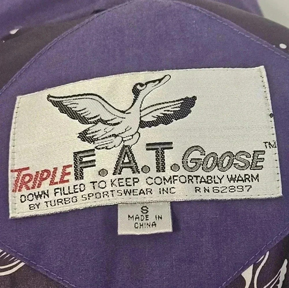 TRIPLE FAT GOOSE JACKET SIZE SMALL BY TURBO SPORTSWEAR EUC NO HOOD - Picture 15 of 16